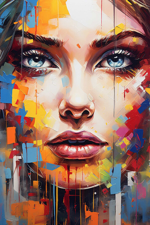 Painting of a woman's face Painting of a woman's face