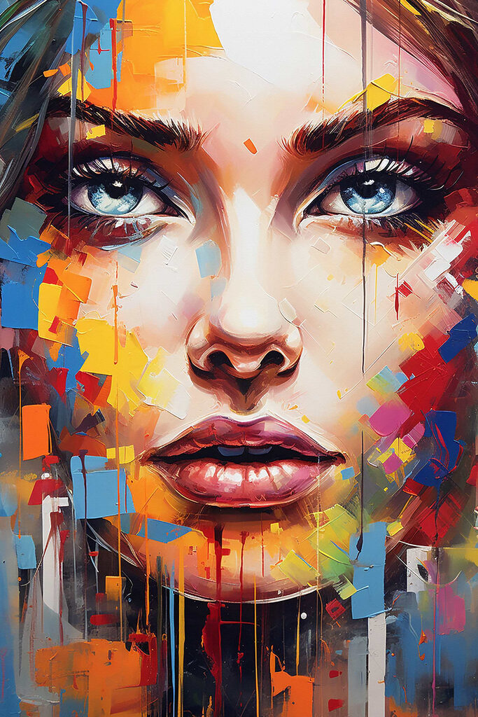 Painting of a woman's face Painting of a woman's face