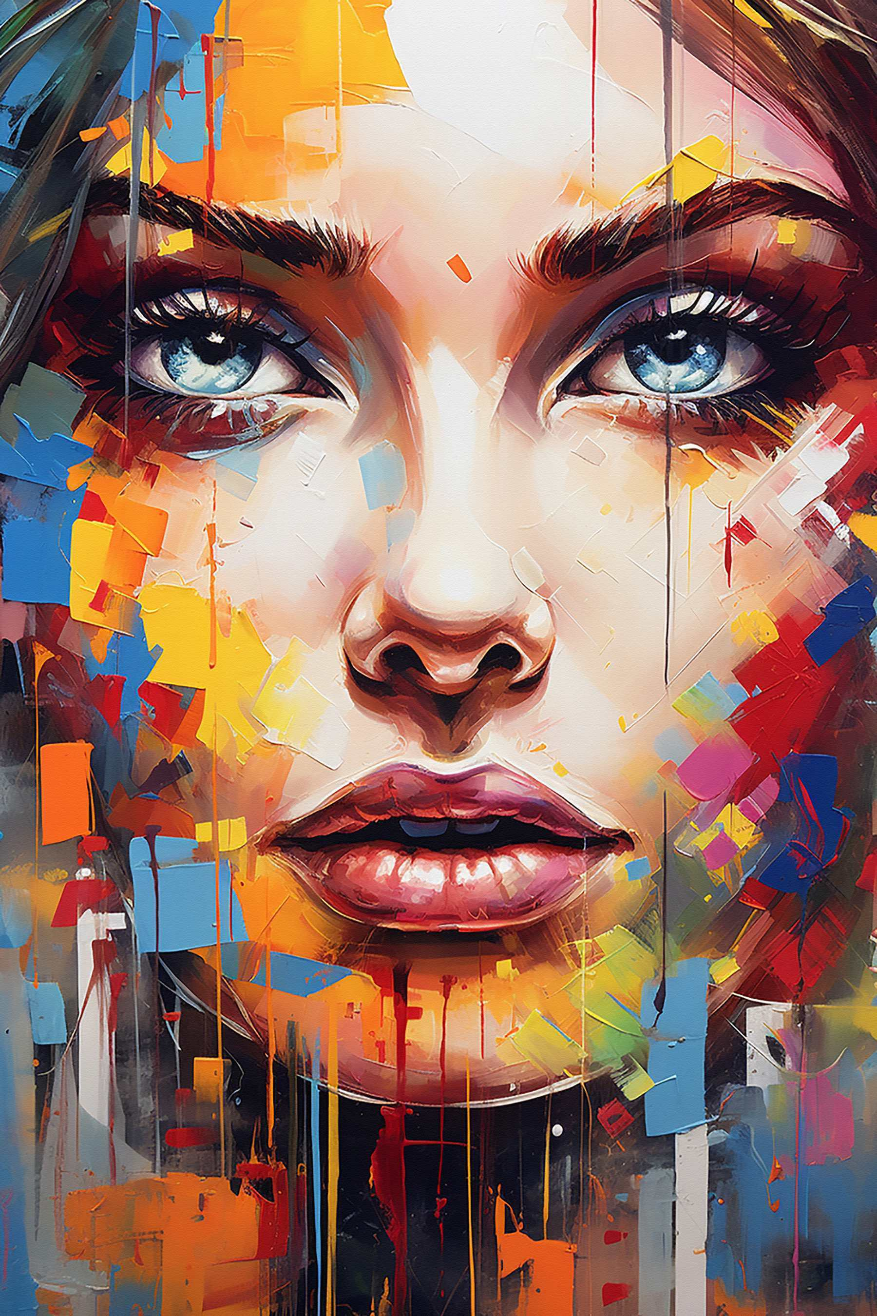 Painting of a woman's face Painting of a woman's face