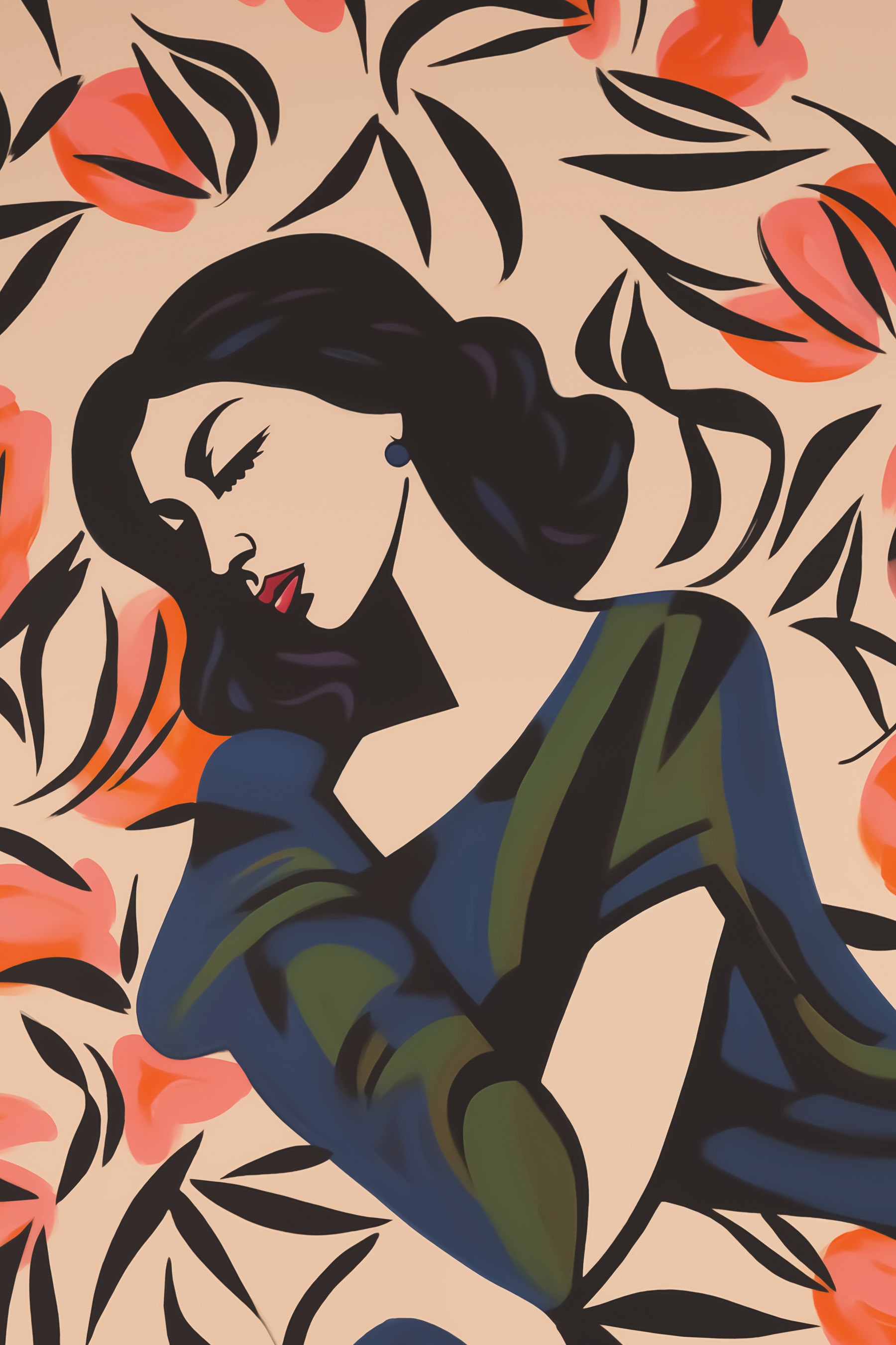 Painting of a woman with flowers Painting of a woman with flowers