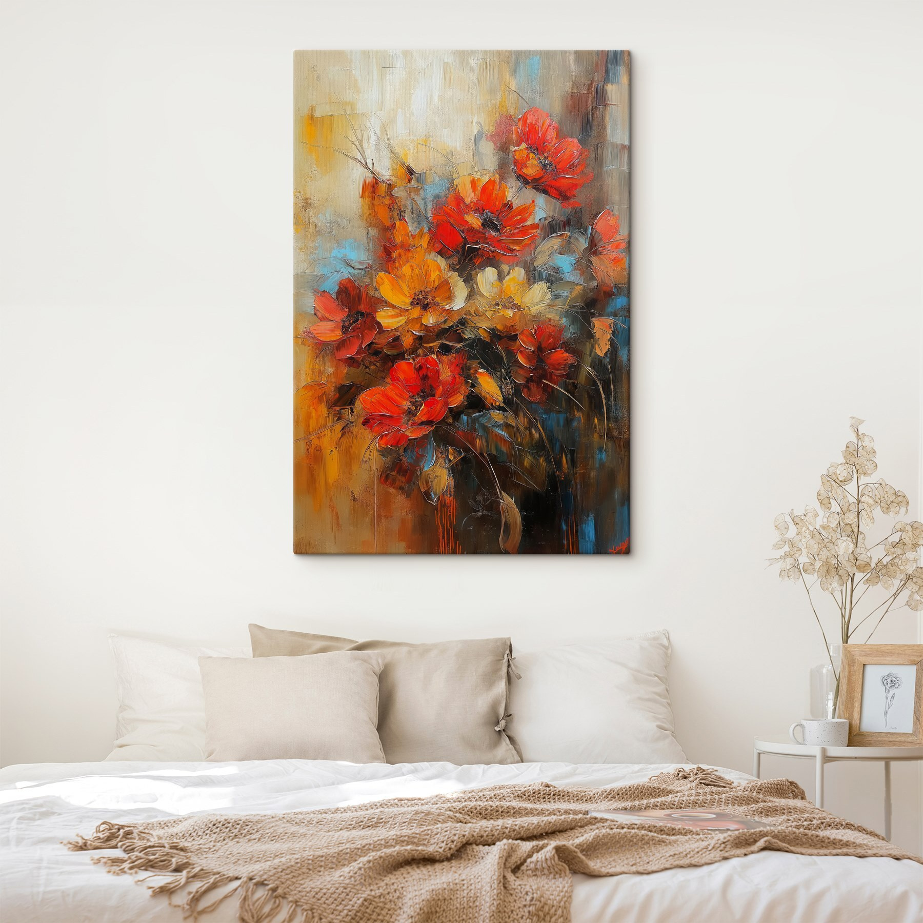 Painting of flowers on a canvas Painting of flowers on a canvas
