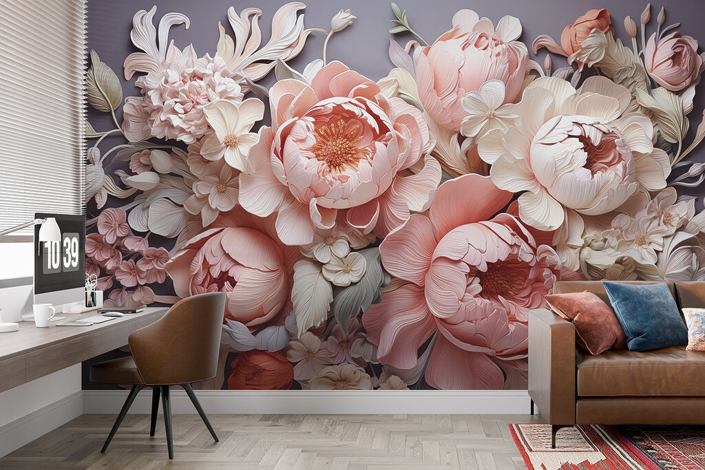 Group of flowers on a gray background