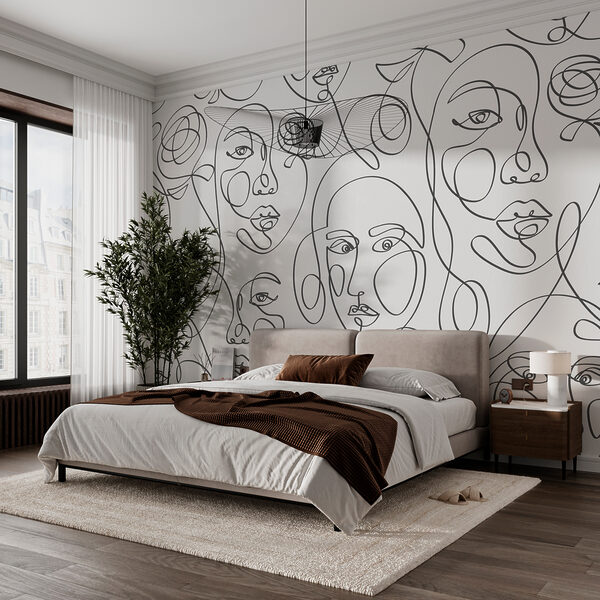 Schema di volti disegnati con linee nere Schema di volti disegnati con linee nere