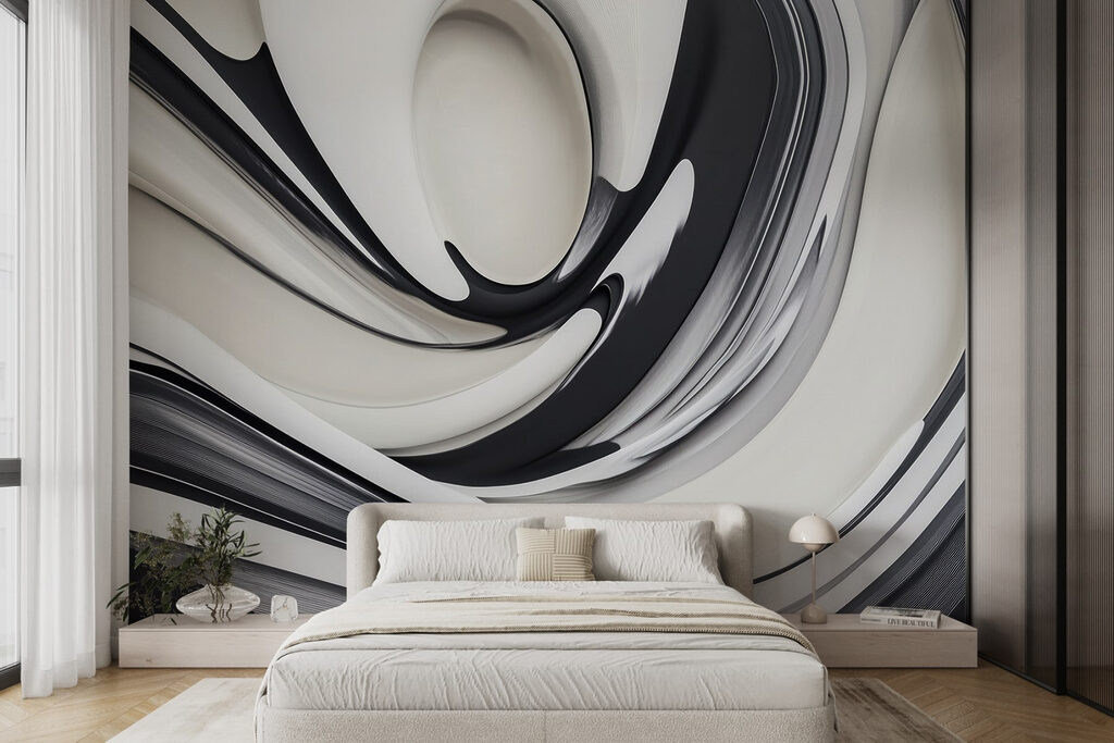 Black and white swirly design