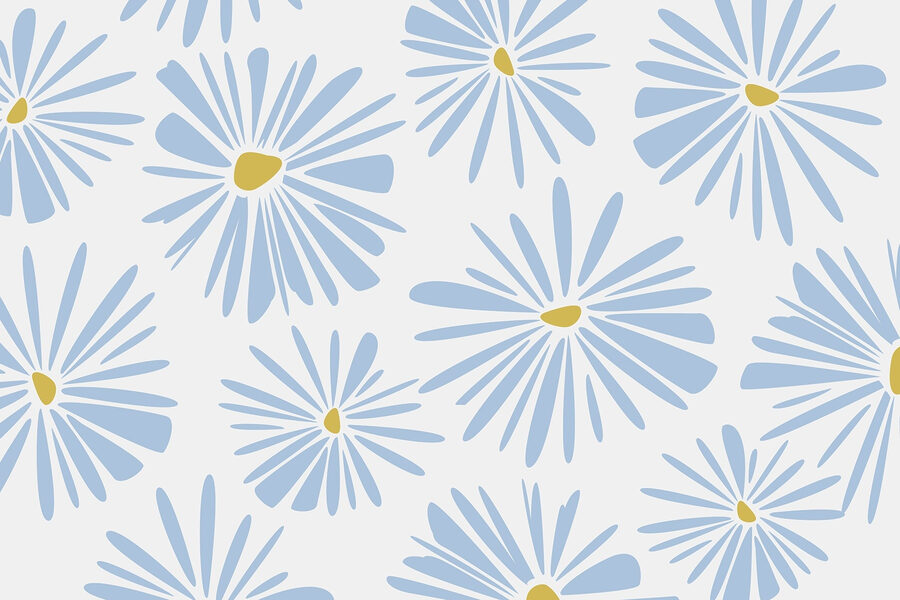Motivo di fiori blu e gialli