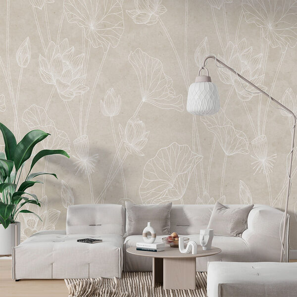 Disegno a linee bianche di fiori Disegno a linee bianche di fiori