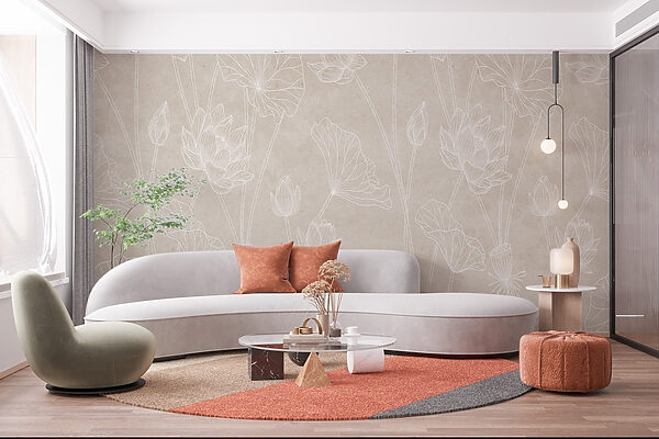 Disegno a linee bianche di fiori Disegno a linee bianche di fiori