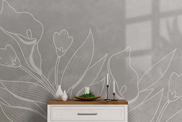 Disegno a linee bianche di fiori Disegno a linee bianche di fiori