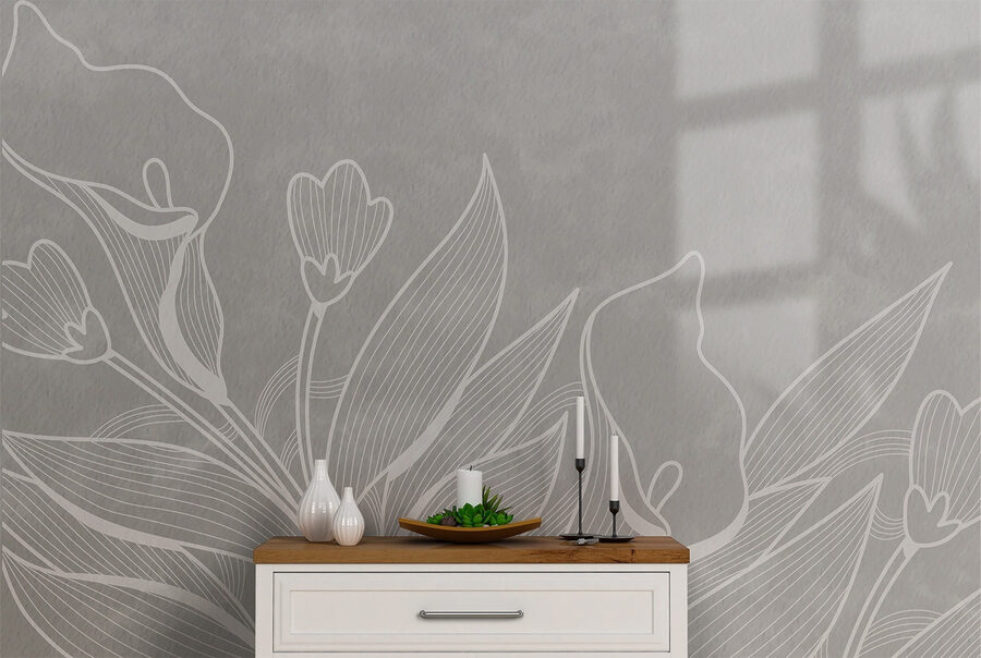 Disegno a linee bianche di fiori Disegno a linee bianche di fiori