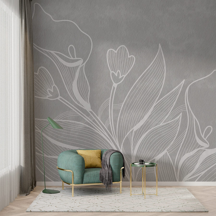 Disegno a linee bianche di fiori Disegno a linee bianche di fiori