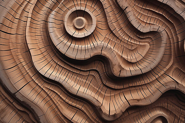 Scultura in legno con motivo a spirale Scultura in legno con motivo a spirale