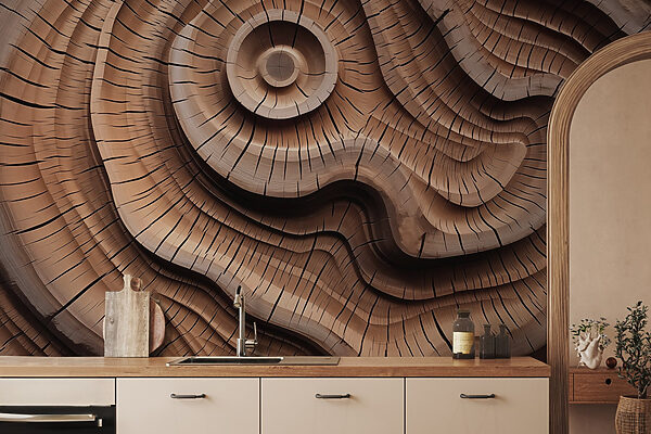 Scultura in legno con motivo a spirale Scultura in legno con motivo a spirale