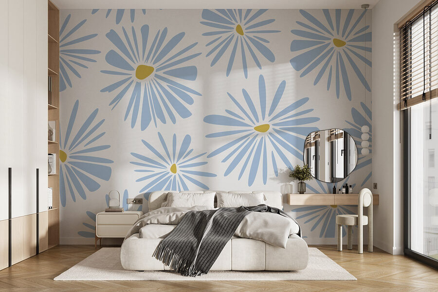 Motivo di fiori blu e gialli