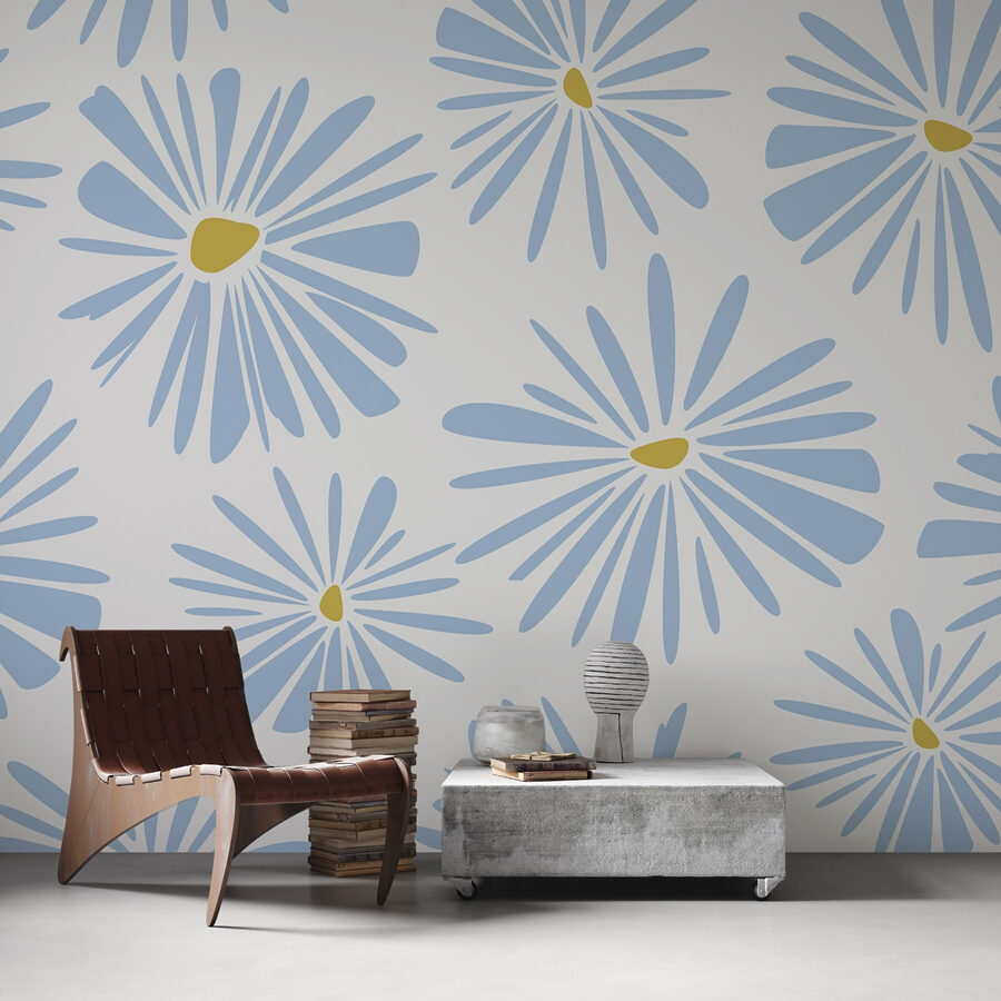 Motivo di fiori blu e gialli