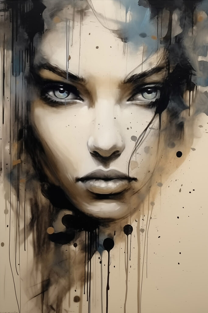 Painting of a woman's face Painting of a woman's face