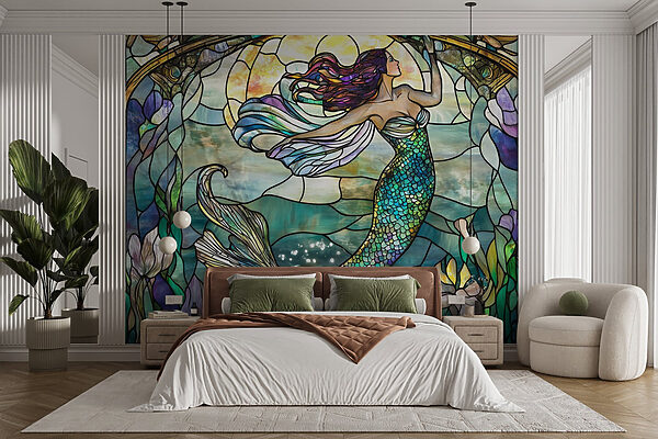 Vetrata con sirena Vetrata con sirena