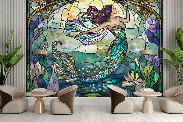Vetrata con sirena Vetrata con sirena