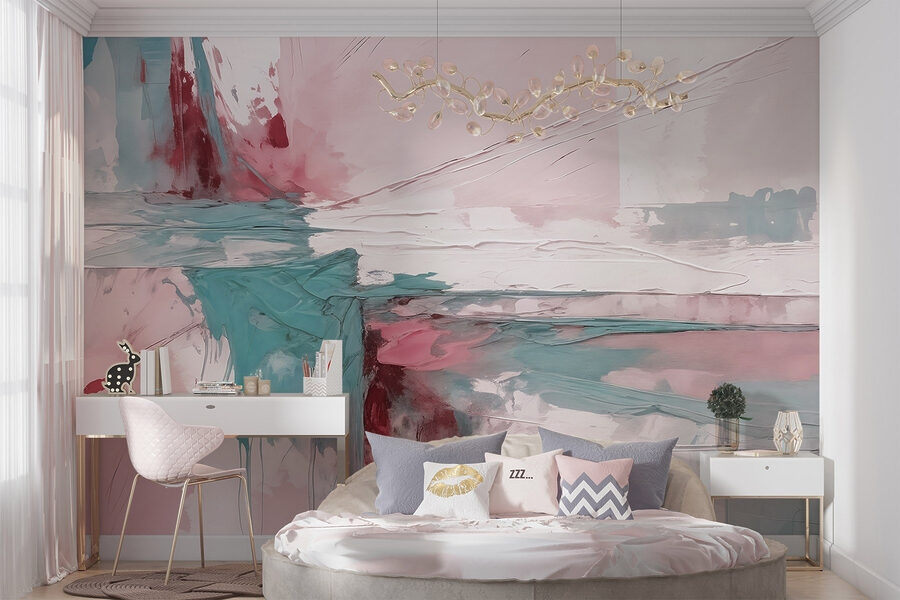 Pittura di colore rosa e blu