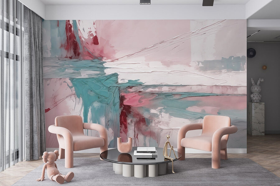 Pittura di colore rosa e blu