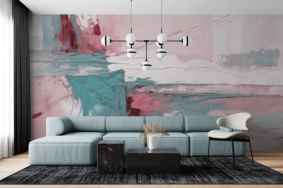 Pittura di colore rosa e blu