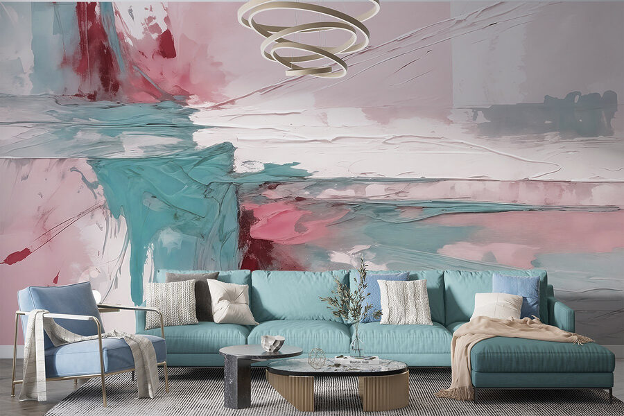 Pittura di colore rosa e blu