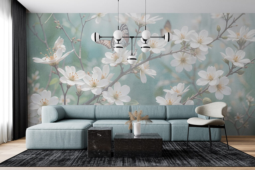 Butterfly on a white flower