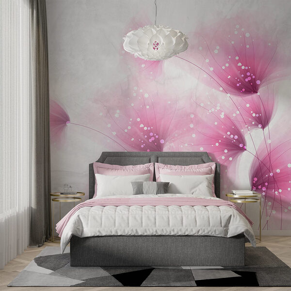 Pink flowers with white dots Pink flowers with white dots