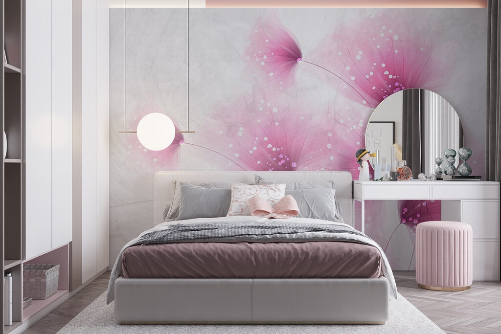 Pink flowers with white dots Pink flowers with white dots