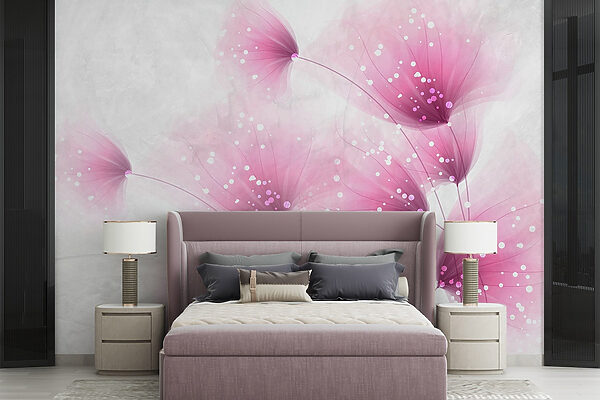 Pink flowers with white dots Pink flowers with white dots