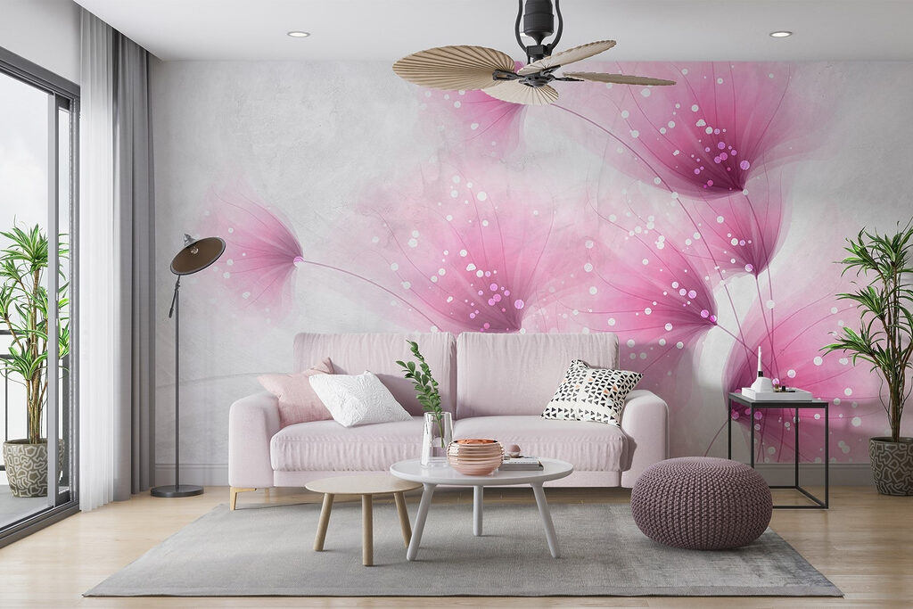 Pink flowers with white dots Pink flowers with white dots