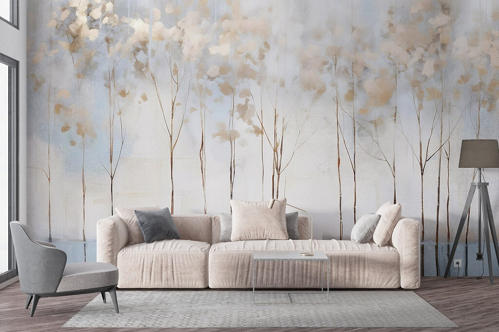 Painting of trees in a row Painting of trees in a row