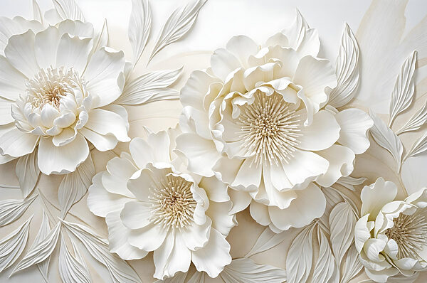 Fiori bianchi con foglie Fiori bianchi con foglie