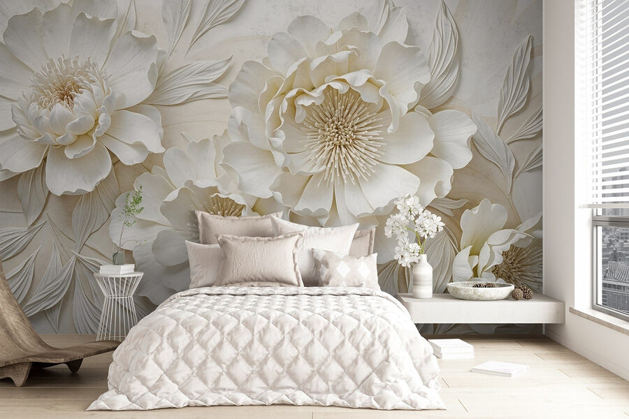 Fiori bianchi con foglie