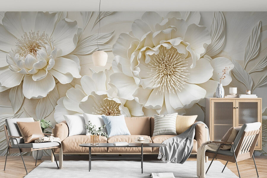 Fiori bianchi con foglie