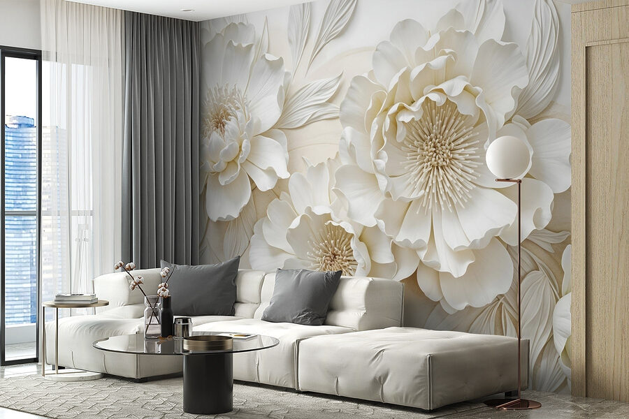 Fiori bianchi con foglie