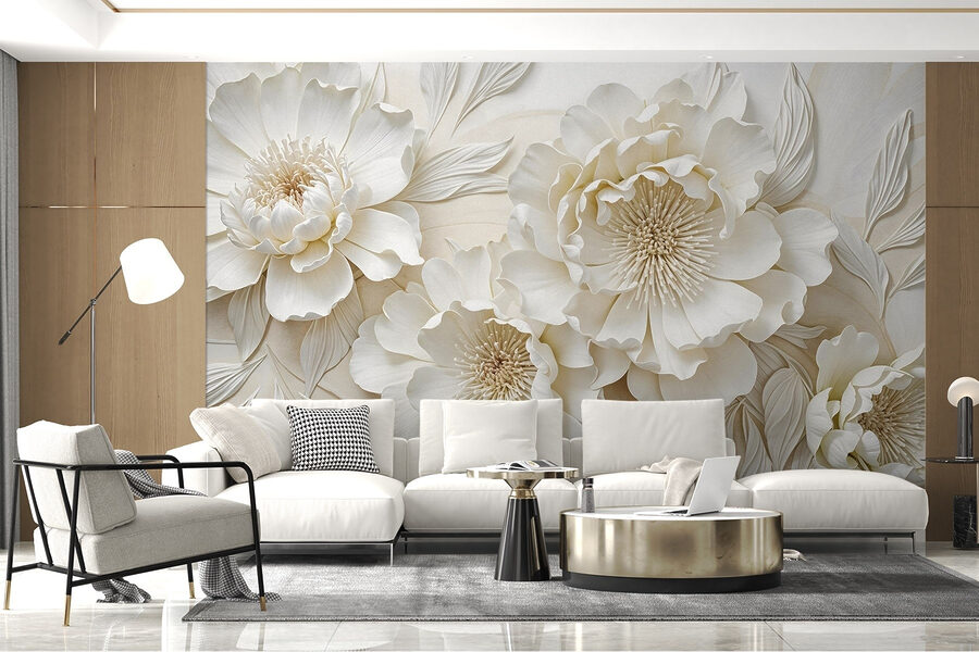 Fiori bianchi con foglie