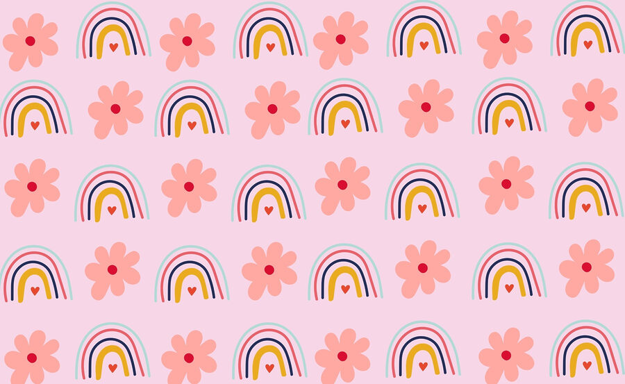 Motivo di fiori e arcobaleni