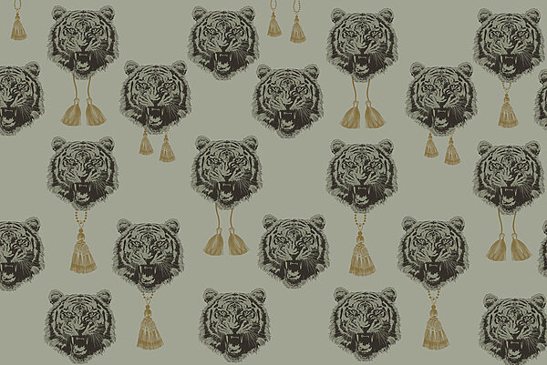 Motivo di teste di tigre con nappe Motivo di teste di tigre con nappe