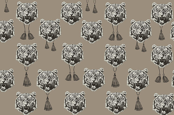Motivo di teste di tigre con nappe Motivo di teste di tigre con nappe