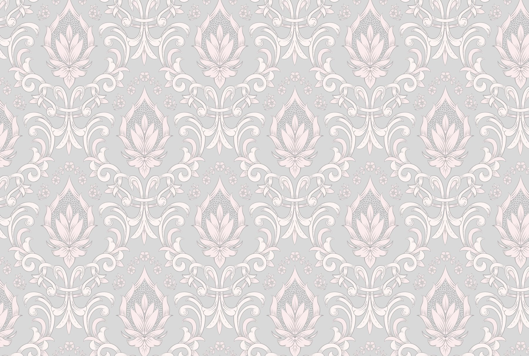 Wallpaper with pink and white designs