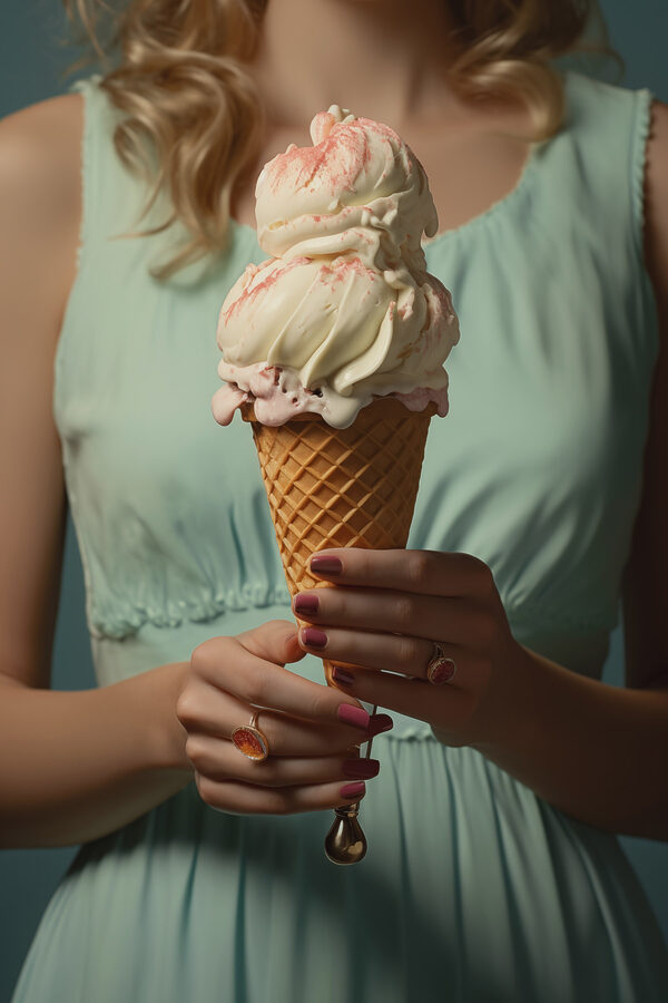 Woman holding an ice cream cone