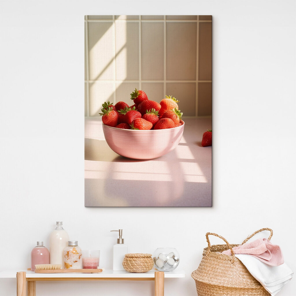 Bowl of strawberries on a counter Bowl of strawberries on a counter