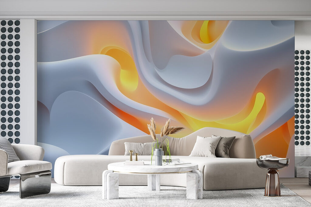 White and orange wavy surface