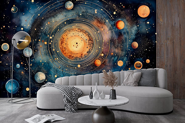 Pittura di pianeti nello spazio Pittura di pianeti nello spazio