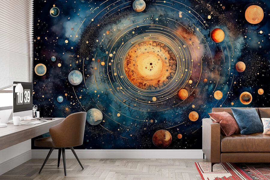 Pittura di pianeti nello spazio