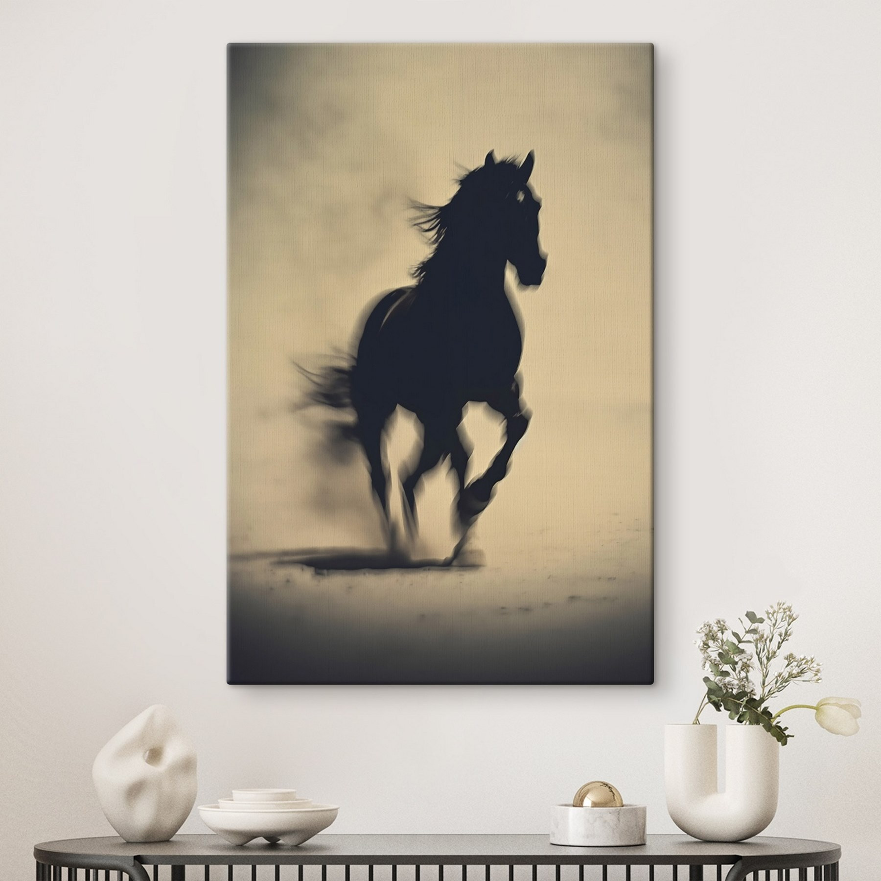 Horse running in the snow Horse running in the snow