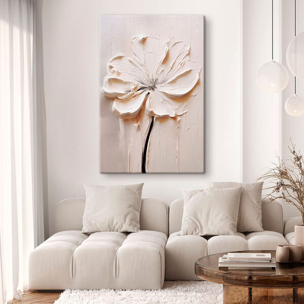 Quadri Un fiore bianco intagliato su una superficie bianca (COD: s41688) Quadri Quadri Un fiore bianco intagliato su una superficie bianca (COD: s41688)