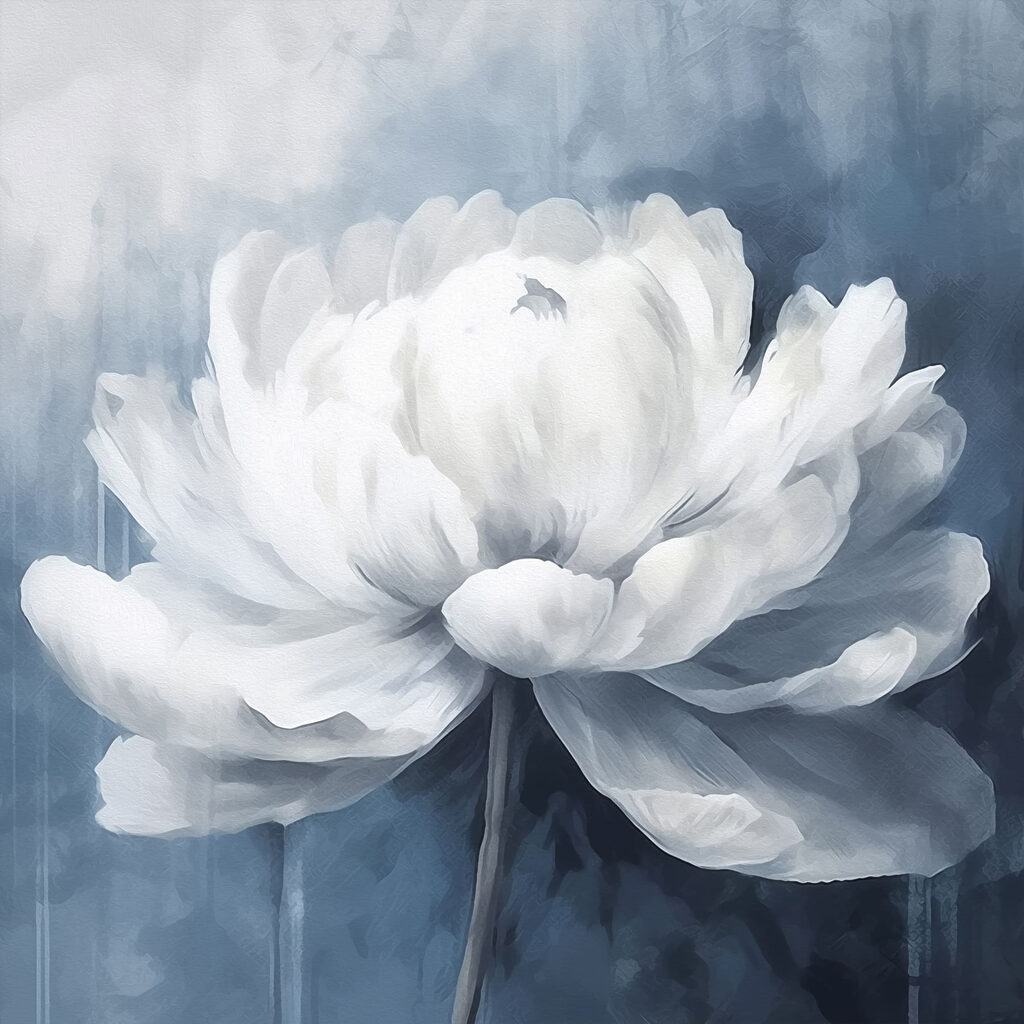 White flower on a blue background White flower on a blue background