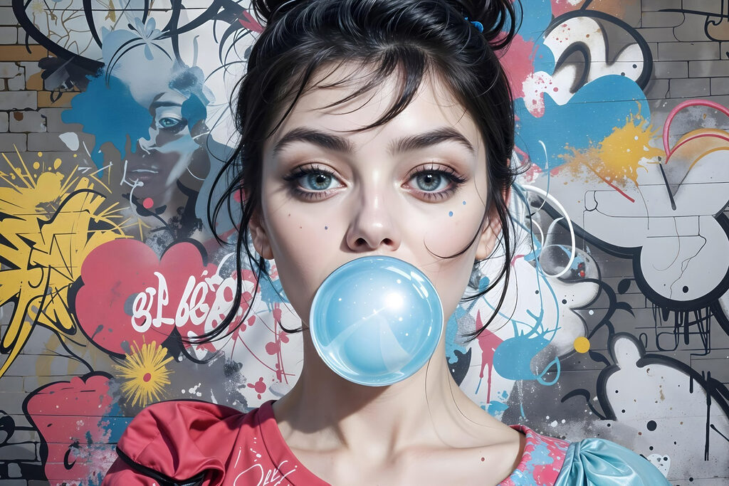 Woman with a bubble gum Woman with a bubble gum