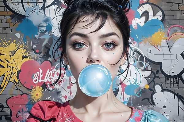 Woman with a bubble gum Woman with a bubble gum